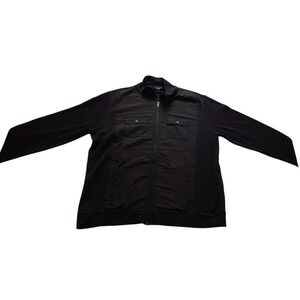 Alfani Men's Mixed Media Full Zip Jacket Black Quilted Front Fleece Size L